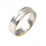 14 K Two Tone Grooved Wedding Ring | Composed | Timeless Wedding Bands